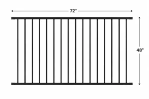 Frontier Global 48-inch by 72-inch 2-rail black aluminum fence panel